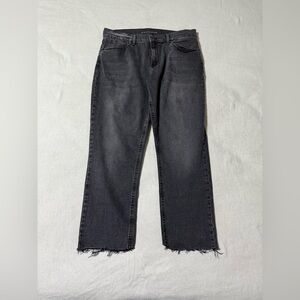 💲Mott‎ and Bow Boyfriend Women’s Denim Jeans Gray Wash 31x25 Fray Hem Cropped
